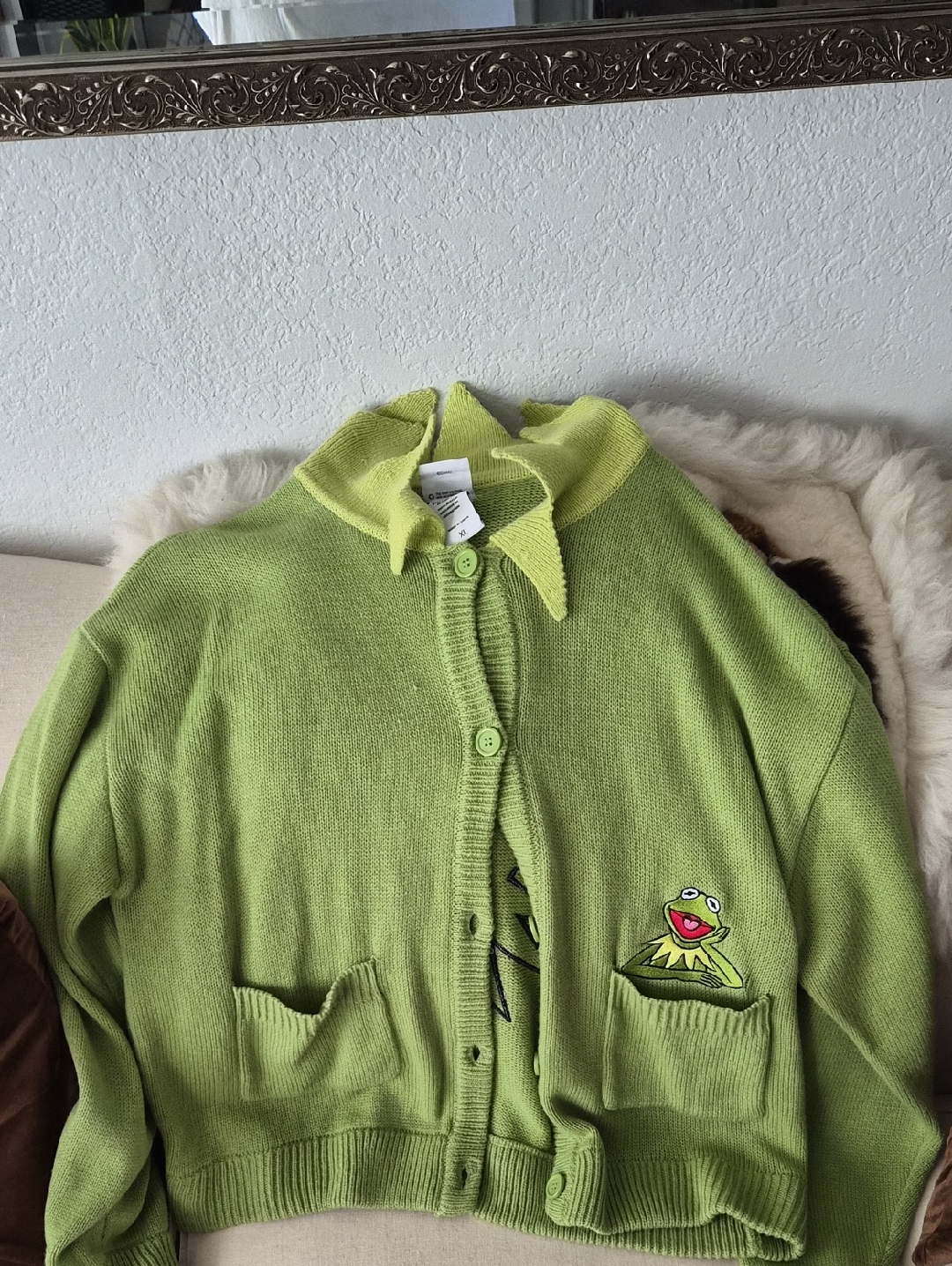 Disney The Muppets Light Green Knit Cardigan